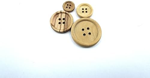 Tahta Dikme, 4 Delik Simit Model, Doğal Ahşap, Zeytin Ağacı,100 Adet 20mm-32L