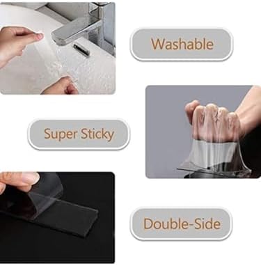 5 metre Su Sızdırmaz Çift Taraflı Şeffaf Bant LTS-BND07 (Uzunluk 5m, Genişlik:30mm, Kalınlık:1mm) Ekstra Güçlü Yıkanabilir İnce Bant, Halı, Ev, Mutfak, Banyo, Araba veya Ofis