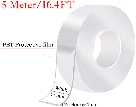 5M çift taraflı bant ekstra güçlü yıkanabilir ince nano bant, halı, ev, mutfak, araba veya ofis için şeffaf ve çıkarılabilir çift taraflı bant
