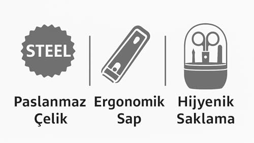 10'lu Manikür Pedikür Seti – Paslanmaz Çelik | Tırnak Törpüsü, Makas, Et Pens Seti | Taşınabilir Kutulu Tırnak Bakım Seti | Kadın Erkek için Uygun