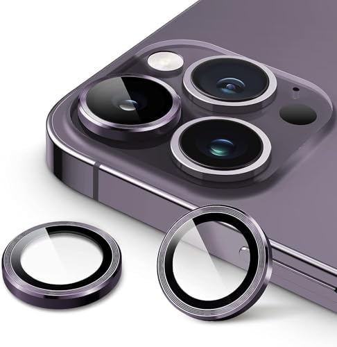 14 Pro,14 Pro Max için, Kamera Lens Koruyucu, Basit Kurulum, HD Berrak Görüntü, Metal Çerçeve, 9H Temperli Cam, Çizilmeye Dayanıklı, Camera Lens Protector (Derin Mor)