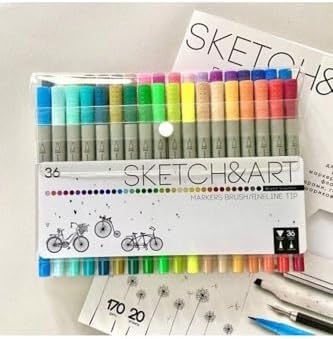 & Art Çift Taraflı Brush Pen Ve Fineliner (FIRÇA UÇLU İNCE UÇ) 36 Renk.