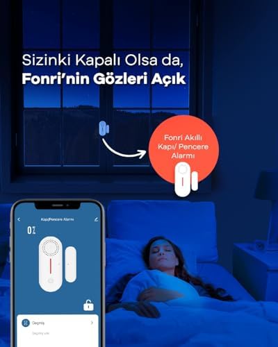 Akıllı Kablosuz Kapı Pencere Alarmı, Mobil Bildirim, Wifi, Uzaktan Takip, 2 Yıl Garantili ve Destekli (1)