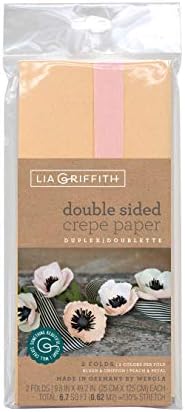 Lia Griffith Çift Taraflı Kağıt Kıvrımları Rulo, 6.7 Kare Ayak, Allık ve Şifon, Petal ve Şeftali