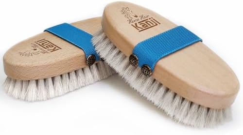 %100 Doğal At Kılı Masaj ve Kuru Fırçalama için Mavi Kemerli Vücut Peeling Selülit Fırçası