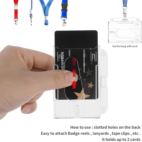 Kart Koruyucu, 5'li Paket Şeffaf ID Kart Kılıfı, Başparmak Yuvası ve Zincir Delikli Sert Plastik Rozet Kılıfı, Standart Kartlar ve Spor Kartları İçin Yatay Kredi Kartı Koruyucu