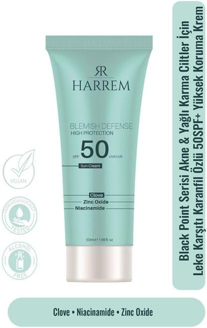 Akneli&Yağlı Ciltler Leke Karşıtı Yüksek Koruyucu Yağsız SPF50 UVA/UVB Güneş Kremi 50 Ml Black P.int