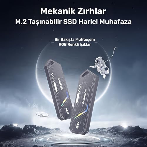 RaXius DK03 USB-A/Type-C Kablolu RGB 22x80 M.2 NVMe Taşınabilir Harici SSD (512, GB)