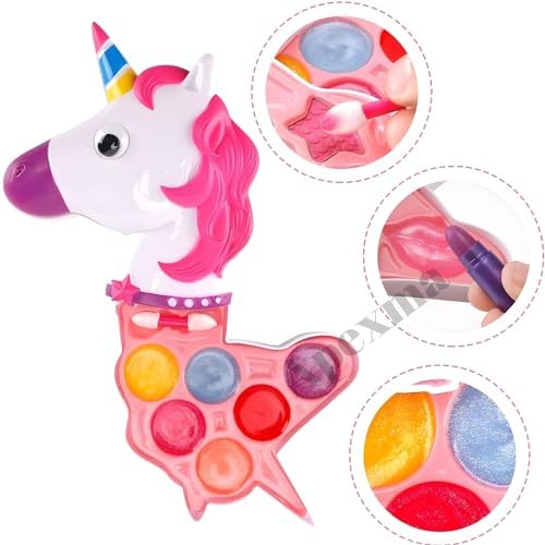 Kız Çocukları İçin Sürülebilir Şekilli 3 Katlı Makyaj Seti Oyuncak Kozmetik Malzemeleri