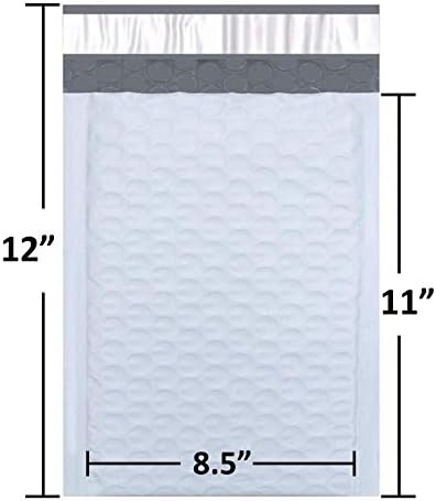 #2 Poly Bubble Mailers 20,5 x 30,5 cm Dolgulu Zarf Postası Su Geçirmez 50'li Paket (PBM8512-50), Beyaz