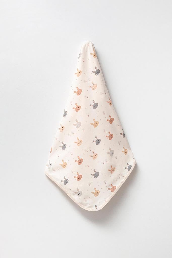 %100 PAMUK BASKILI, ÇİFT KATLI BEBEK BATTANİYESİ (TAVŞAN)