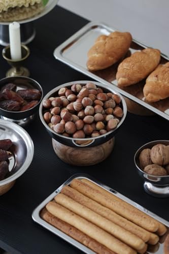 & Ahşap Tabanlı Metal Yüksek Çerez Dekorasyon Sunum Tabak Stand