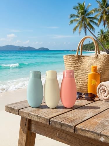 Travel Boy 60 ml Seyahat Tipi Şampuan Şişesi Seti – Sızdırmaz, Yeniden Doldurulabilir Silikon Kap – TSA Uyumlu