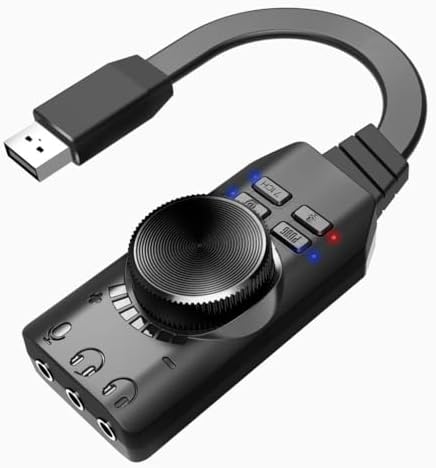 Plus PX-GS3 Plextone GS3 Mark II Sanal Gaming 7.1 Kanal USB Ses Kartı, Gaming Ses Kartı PUBG ve Lol Ses Efektleri Dahil, Mikrofon ve 3.5mm Çift Kulaklık Ses Jakı Ses Kartı Dönüştürücü