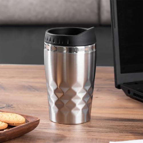 05554 Paslanmaz Çelik Kupa Sızdırmaz Çelik Termos Araç Termosu El Termosu Yalıtımlı Bardak 350ml -Gümüş