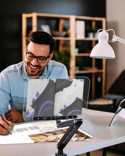 Ayarlanabilir Masa Kenarı Kitap ve Tablet Standı – 360° Dönebilen, 87.5cm Yükseklik Ayarlı, Kelepçeli Metal Kol, Şeffaf Akrilik Panel, Kitap Okuma, Tablet, iPad ile Uyumlu | P87