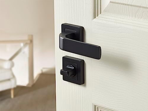 Bologna Serisi 35-ZR-8x8-A003-WC-56-11 WC Tipi Kapı Kolu - Siyah Mat Kaplama - Parçalar Dahildir