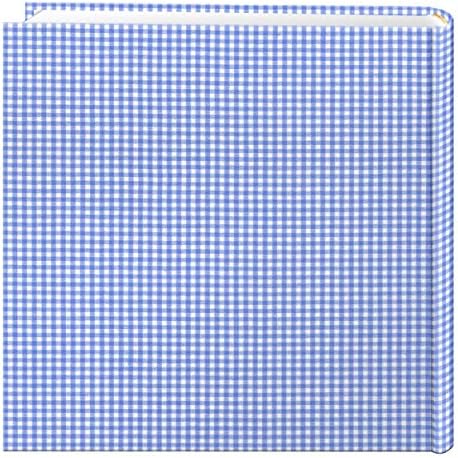 10cm X15cm 2-UP 200 PHOTO BABY FRAME GINGHAM FABRIC MEMO ALBUM - GINGHAM BLUE - Album