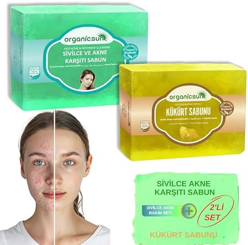 2'li Set Doğal Kükürt Sabunu ve Sivilce ve Akne Karşıtı Sabun Sivilce Karşıtı Sabun Seti