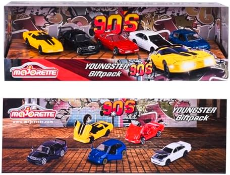 , 212052021, Youngster 90s 5 Li Araç Seti, Die-Cast (Metal), 7,5 cm, Açılabilir Parçalar, Lisanslı, Serbest Tekerlekli