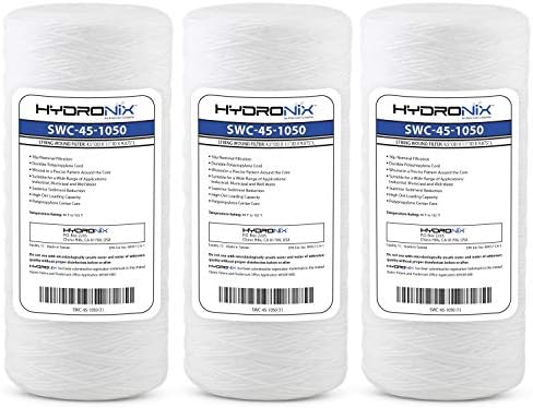 HX-SWC-45-1005/3 Evrensel Tüm Ev Tortu İpi Sarılı Su Filtresi Kartuşu 11,4 cm x 25,4 cm - 5 Mikron-3 Paket, Beyaz