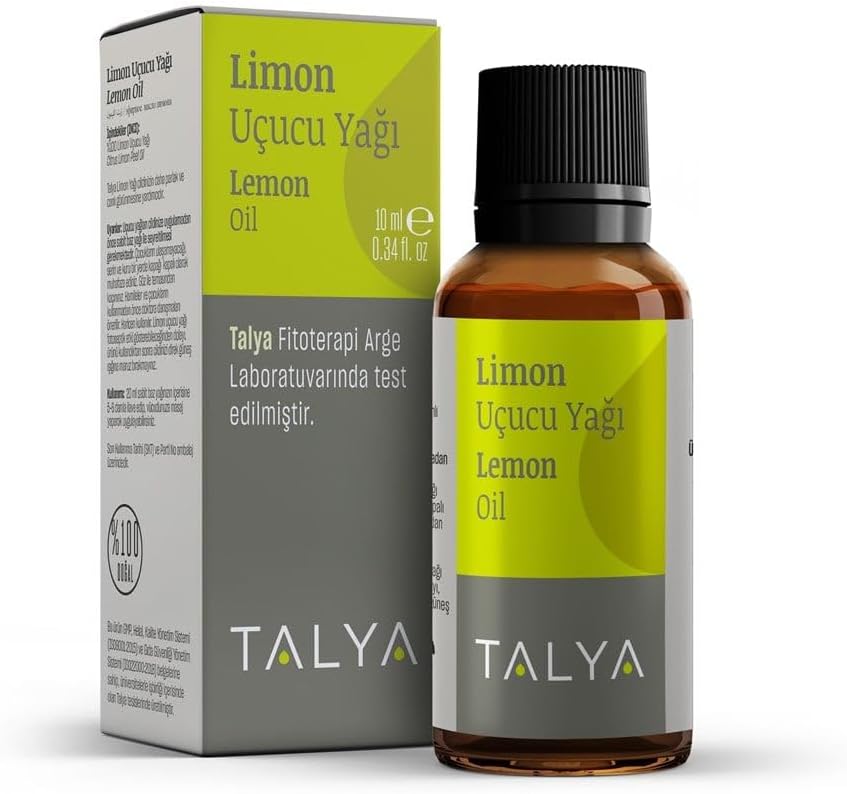 %100 Saf Limon Uçucu Yağı 10 ml - Cilt Bakımı - Taze ve Enerjik Koku - Difüzör İçin Aromaterapi Yağı