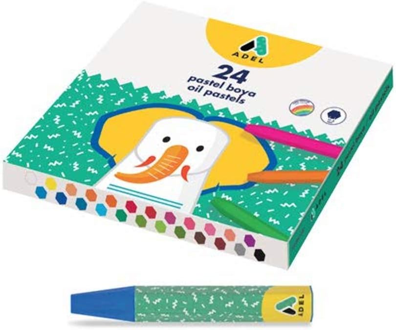 Adel Pastel Boya, 24 Renk, Canlı ve Örtücü Renkler, Rahat ve Yumuşak Kullanım, Dökülmeyi Önleyen Ambalaj, Sağlığa Zararsız