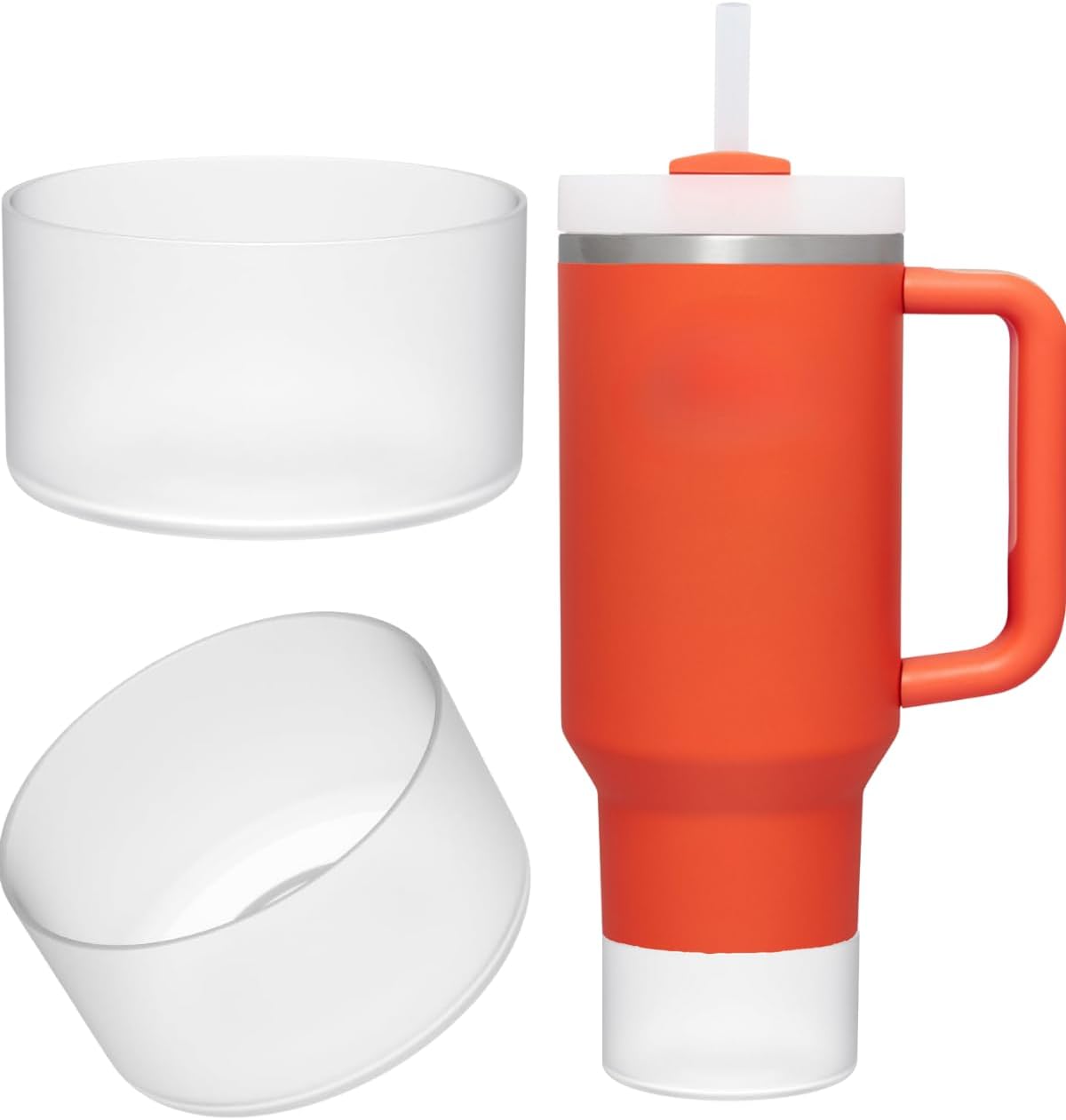 1 Adet Silikon Taban Koruyucu – 20/30/40 Oz ile Uyumlu – Bardak Altı Kılıfı, Kaymaz ve Sessiz Kullanım – Beyaz Renk