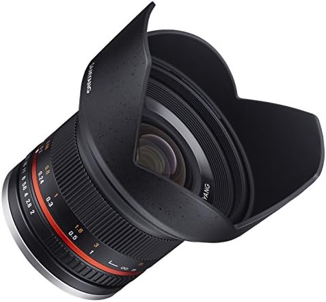 SY12M-E-BK 12 mm F2.0 E kameralar için ultra geniş açılı objektif, siyah