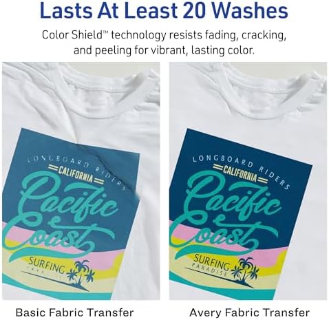 Hafif Kumaşlar için Yazdırılabilir Isı Transferi Kağıdı, 8.5 "x 11", Mürekkep Püskürtmeli Yazıcı, 12 Ütü Transferleri (3275)