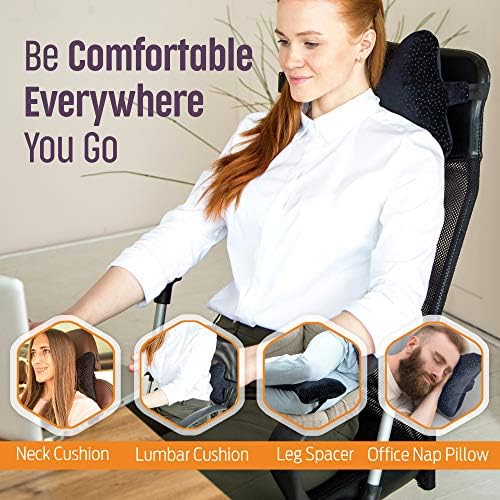 aeris Auto-boyun yastıkları ile ayarlanabilir bant ve taşınabilir çanta – Premium için boyun yastığı Rueckstellschaum, hareket halindeyken, in uçaklar, otobüs, boyamaya kadar – Çıkarılabilir, Waschmaschinenfester Siyah Plueschbezug lüks Velours