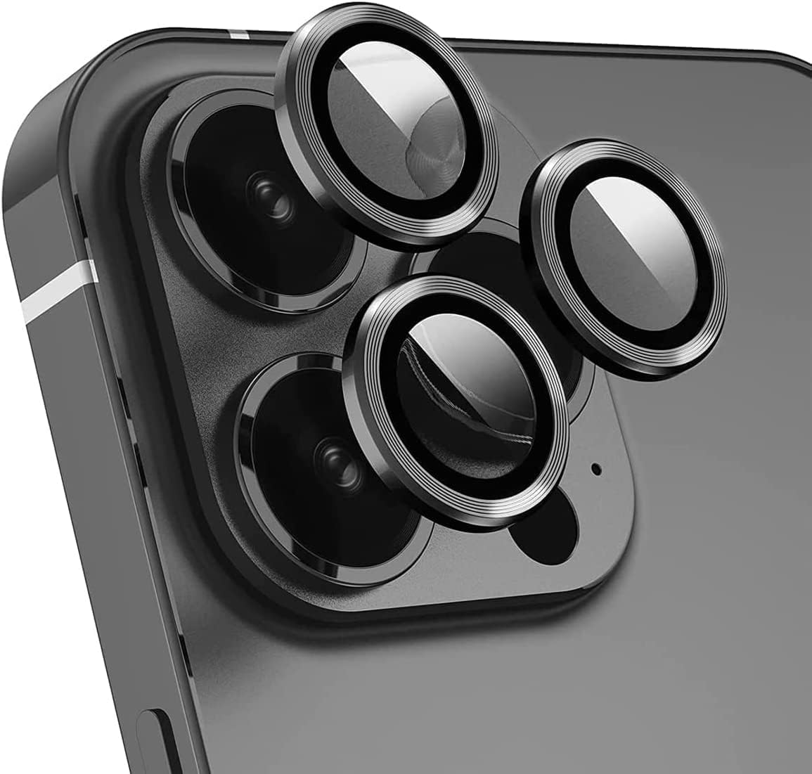 14 Pro/ 14 ProMax Kamera Camı Lens Koruyucu Halka Set - Siyah