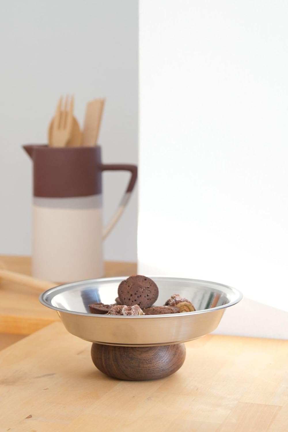 & Ahşap Ayaklı 21 Cm Salata Kısır Meyve Sunum Tabağı