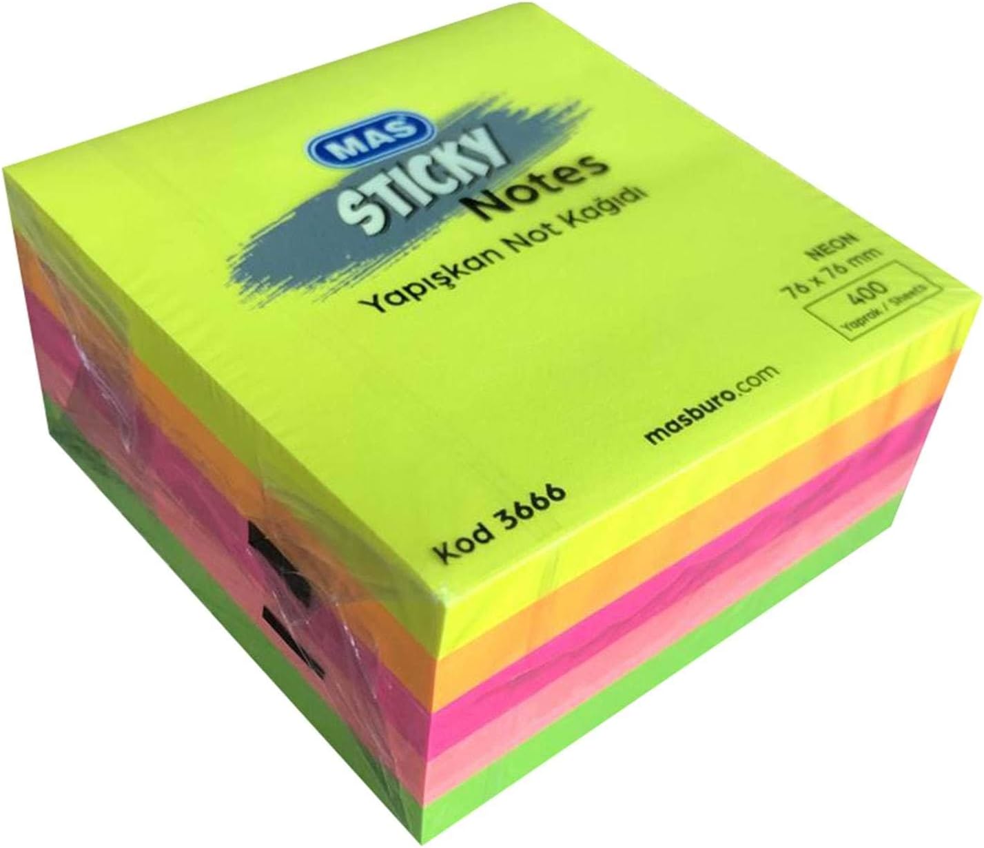 130000366600 yapışkanlı not kağıdı, sarı, turuncu, açık pembe, koyu pembe, yeşil