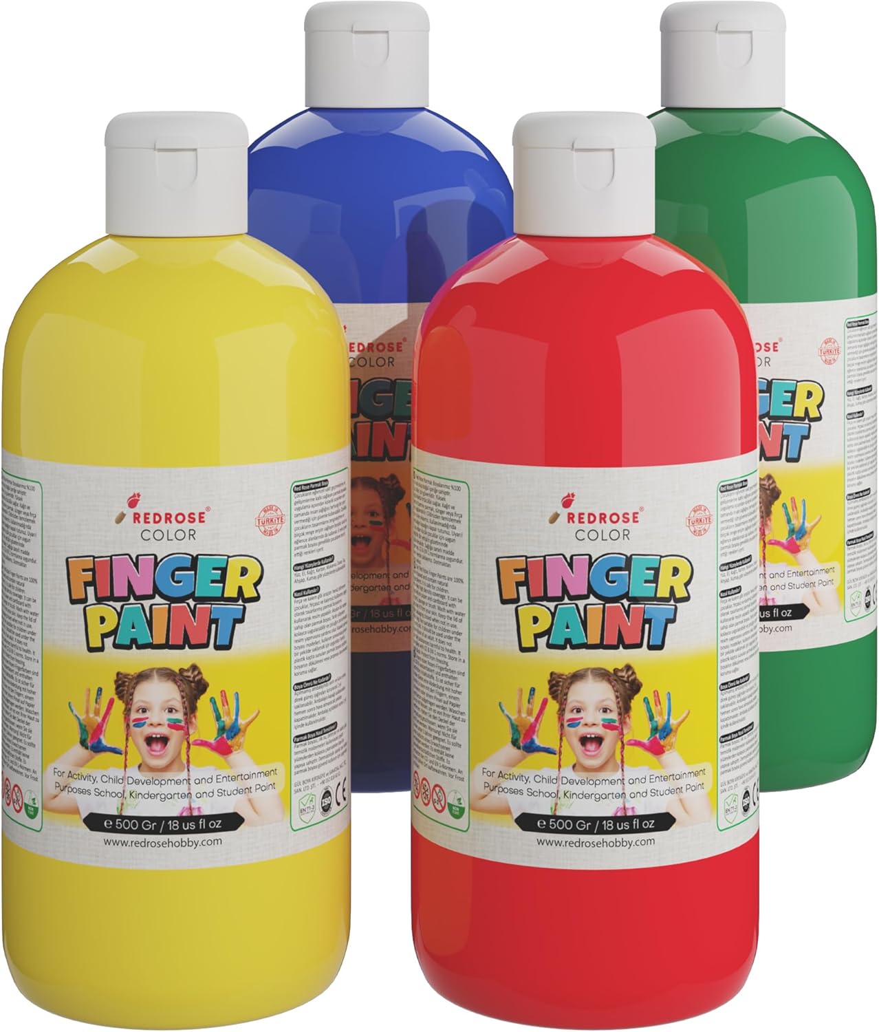 Ana Renkler Parmak Boyası 4'lü Set 4x500gr