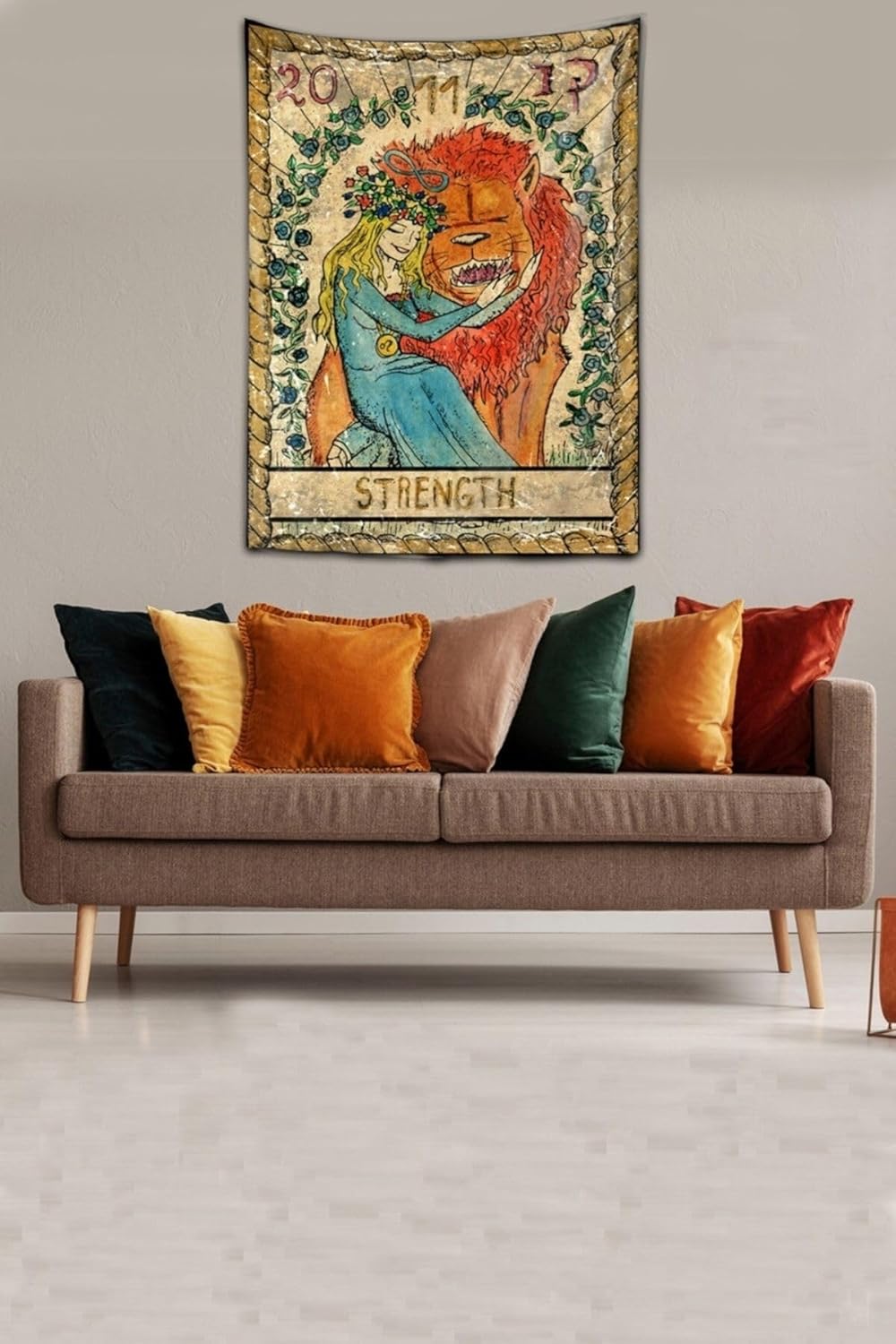 Pelangi Strength Tarot Yıkanabilir Leke Tutmaz Kumaş Duvar Örtüsü Duvar Halısı Tapestry, Karışık 70 x 100, 85940377010005