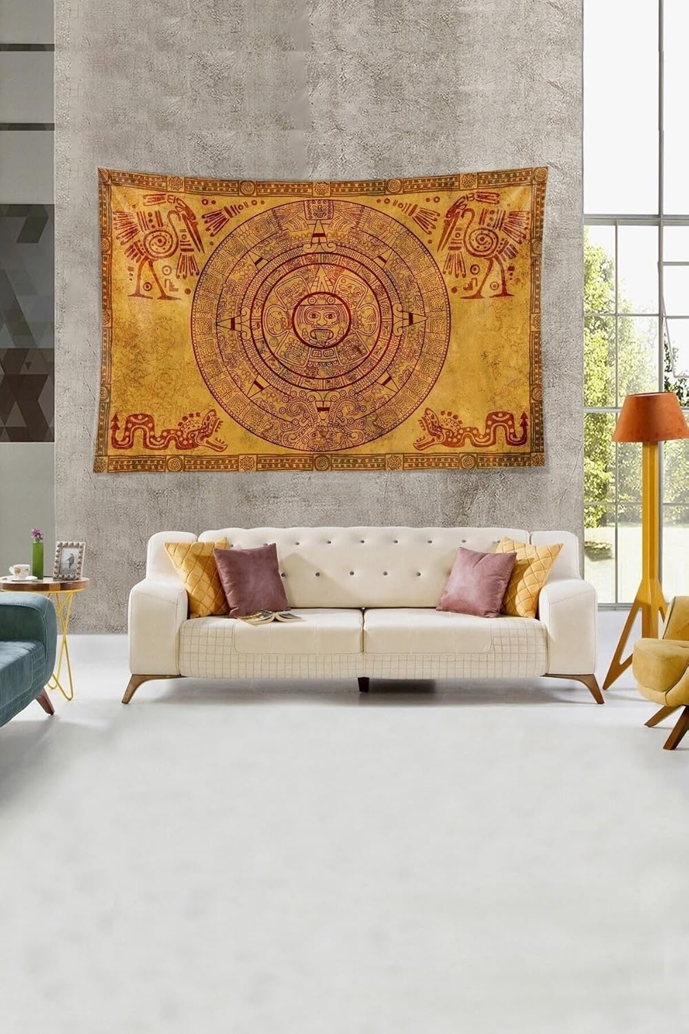 Pelangi Antik Mısır Figürlü Leke Tutmaz Kadife Dokulu Kumaş Duvar Örtüsü Duvar Halısı Tapestry, Kahverengi 70 x 100, 85940777010005