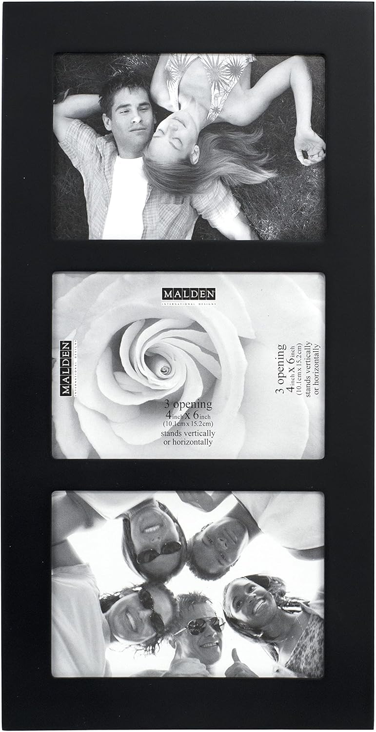 - 951-346 4x6 3-Açılış Kolaj Resim Çerçevesi - Üç adet 4x6 Resim Gösterir - Siyah