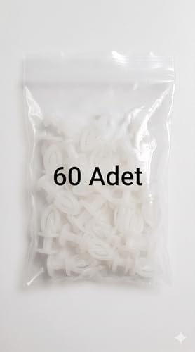 Geçmeli Perde Ruleti, Beyaz, Plastik, Perde Askısı +A Kalite (60 Adet)