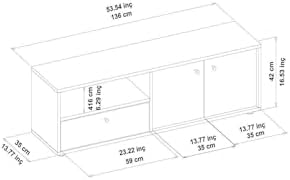 Pao Kapaklı Minimal TV Sehpası – 136 cm Beyaz/Antik Ceviz