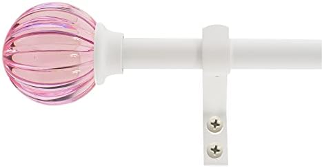 5/8" Yivli Top Perde Çubuğu Seti, 66-48 inç, Pembe