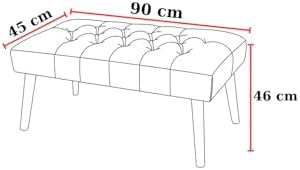 Siyah Deri Kapitone Bank Bench Oturma Pufu | Modern Salon Antre Puf Önü Koltuk 90 * 45