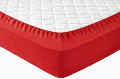 Septumium%100 Pamuklu Lastikli Çarşaf, Kırmızı, 2 Yastık Kılıfı Dahil (120x200) - Görsel 4