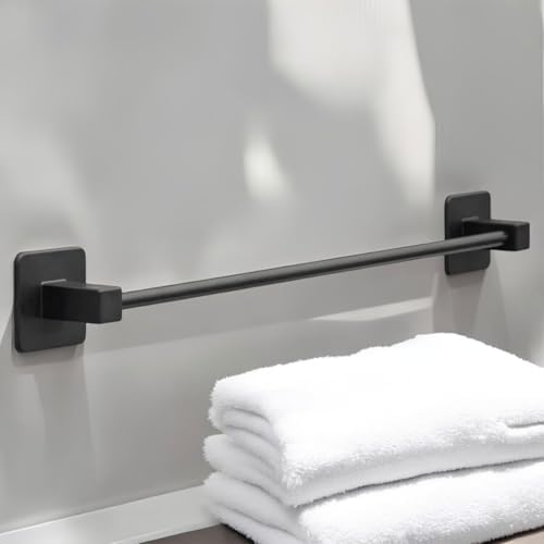 Alternative view of Siyah Uzun Havluluk – Duvara Monte Yapışkanlı Metal Havlu Askısı 42 cm, Mat Siyah Banyo Aksesuarı