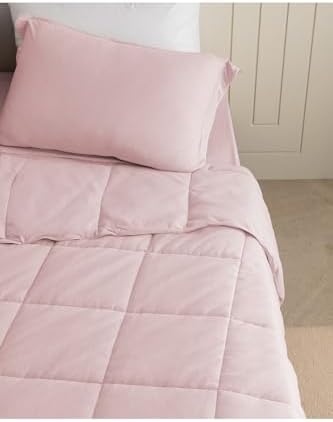 İlus Bambu Tek Kişilik Comforter Set, Pudra, 160 x 220