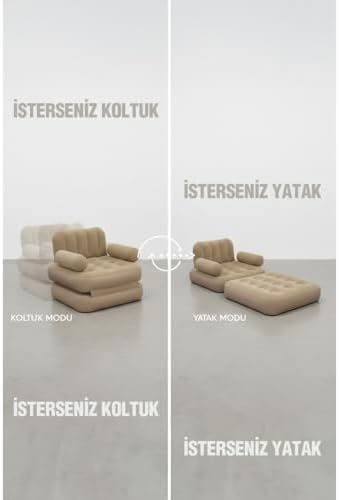 ROBO Otomatik Şişme Koltuk, Tek Kişilik, Bej, Kendinden Pompalı, Taşınabilir - Görsel 2