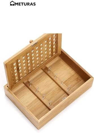 Bambu Duvar Montajlı Anahtarlık Kutusu, Kafes Desenli Kapak, 27,2x19,1x6,3 cm, Doğal