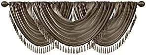 Şelale Süslü Çubuk Cepli Farbala - Pencere için İpek Farbala - Salon için - 38X46" - Bronz - Görsel 3