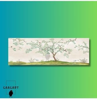 Alternative view of Uzun Panaromik Kanvas Tablo Yeşil Yapraklı Doğa Ve Ağaç Görseli, 120 X 40