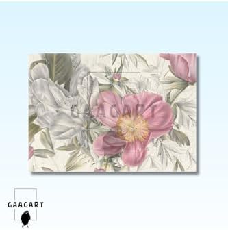 Tekli Yatay Kanvas Duvar Tablosu Soft Pembe Gri Çiçekler, 150 X 100